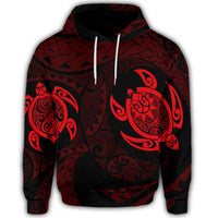 Hawaiian Two Turtle Polynesian Hoodie Red - Polynesian Pride