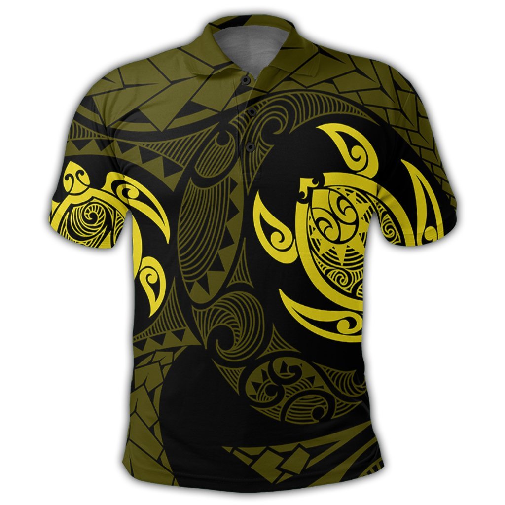 Hawaiian Two Turtle Polynesian Polo Shirt Yellow - Polynesian Pride