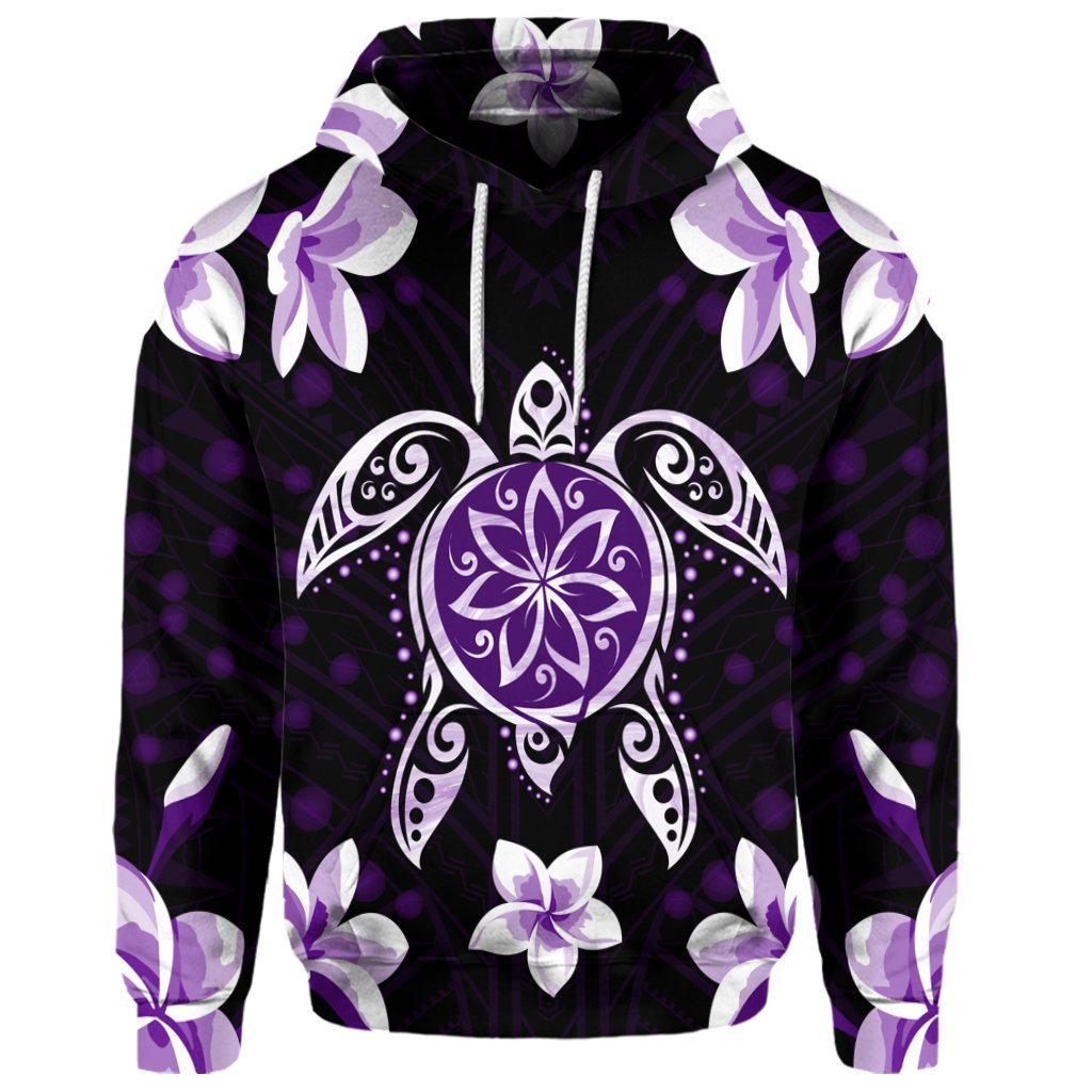 Custom Hawaiian Violet Turtle Plumeria Hoodie - Polynesian Pride
