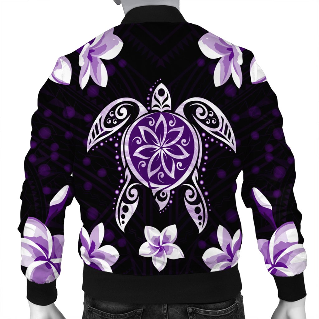Hawaiian Violet Turtle Plumeria Bomber Jacket AH - Polynesian Pride