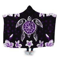 Hawaiian Violet Turtle Plumeria Hooded Blanket AH Hooded Blanket White - Polynesian Pride