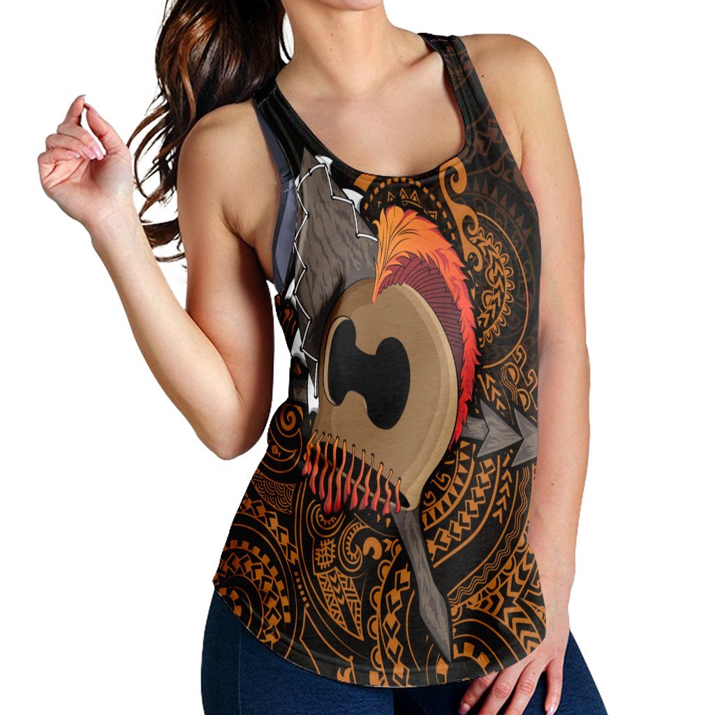 Hawaiian Warrior Helmet Kanaka Polynesian Racerback Tank - AH - Polynesian Pride