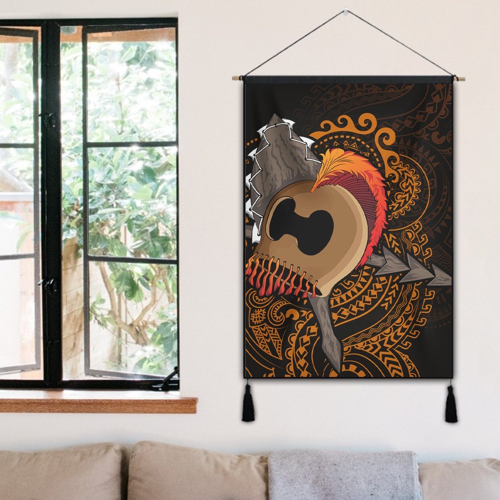 Hawaiian Warrior Helmet Kanaka Polynesian Hanging Poster - AH - Polynesian Pride