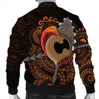 Hawaiian Warrior Helmet Kanaka Polynesian Bomber Jacket - AH - Polynesian Pride