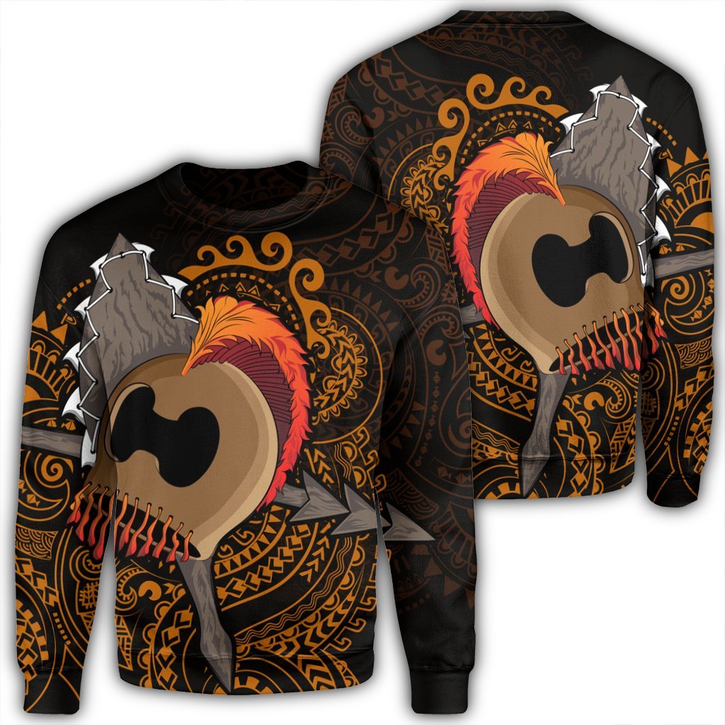 Hawaiian Warrior Helmet Kanaka Polynesian Sweatshirt - AH Unisex Black - Polynesian Pride