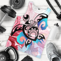 Hawaiian Wave Hibiscus Watercolor Turtle Polynesian Tank Top - AH - Polynesian Pride