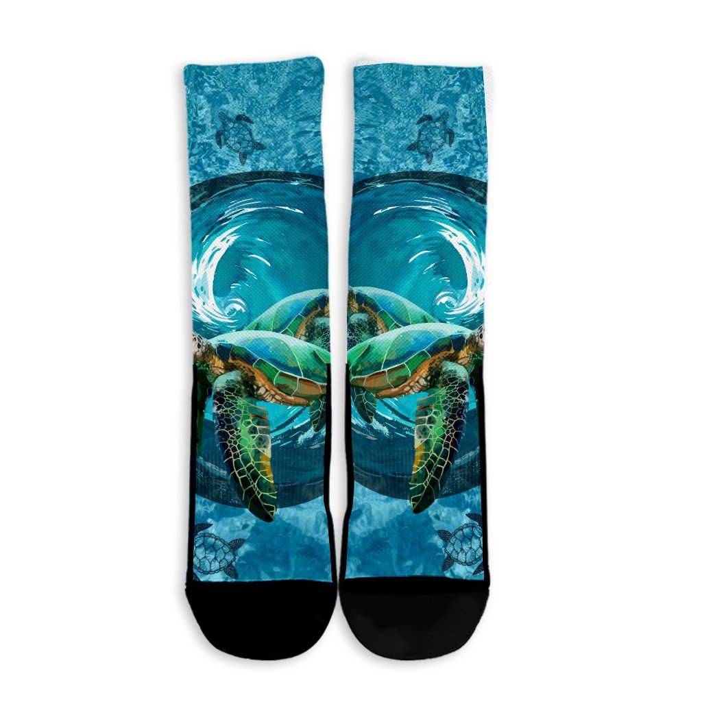 Hawaiian Whirlpool Turtle Polynesian Crew Socks - AH - Polynesian Pride