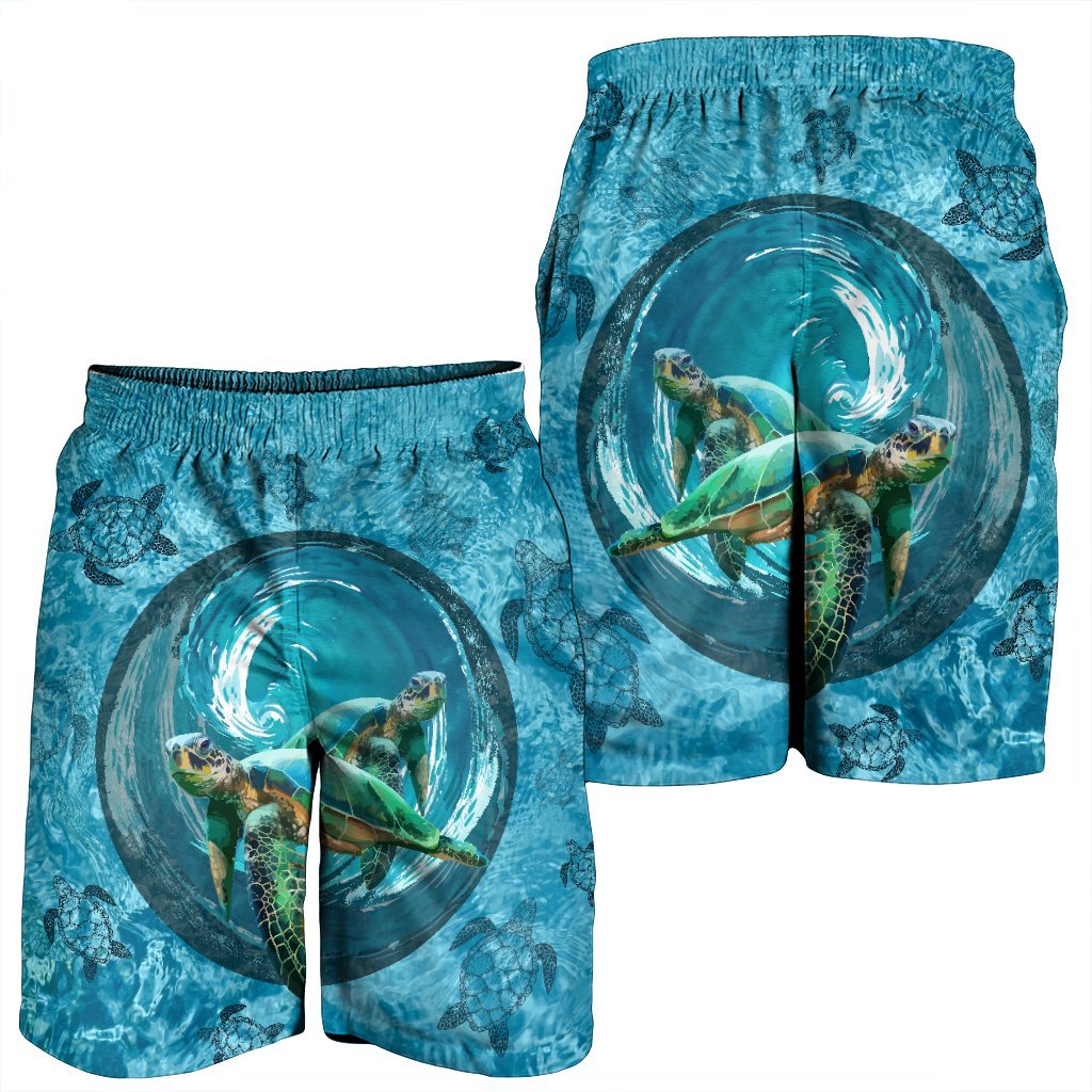 Hawaiian Whirlpool Turtle Polynesian Men's Shorts - AH - Polynesian Pride