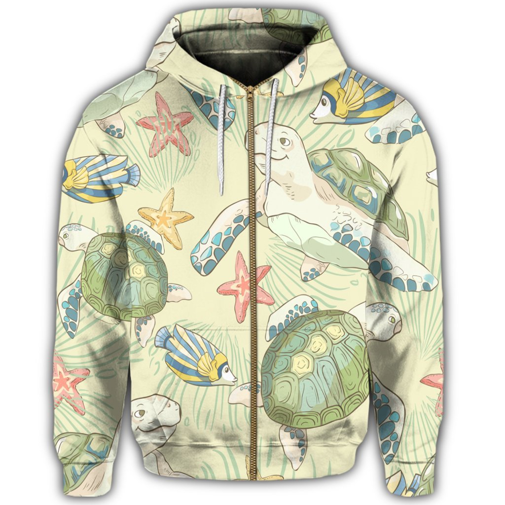 Hawaiian World Animals In Sea Zip Hoodie - Polynesian Pride