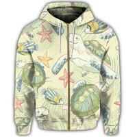Hawaiian World Animals In Sea Zip Hoodie - Polynesian Pride