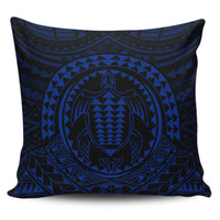 Hawaiian Kakau Honu Arc Blue Polynesian Pillow Covers One Size Zippered Pillow Case 18"x18"(Twin Sides) Blue - Polynesian Pride