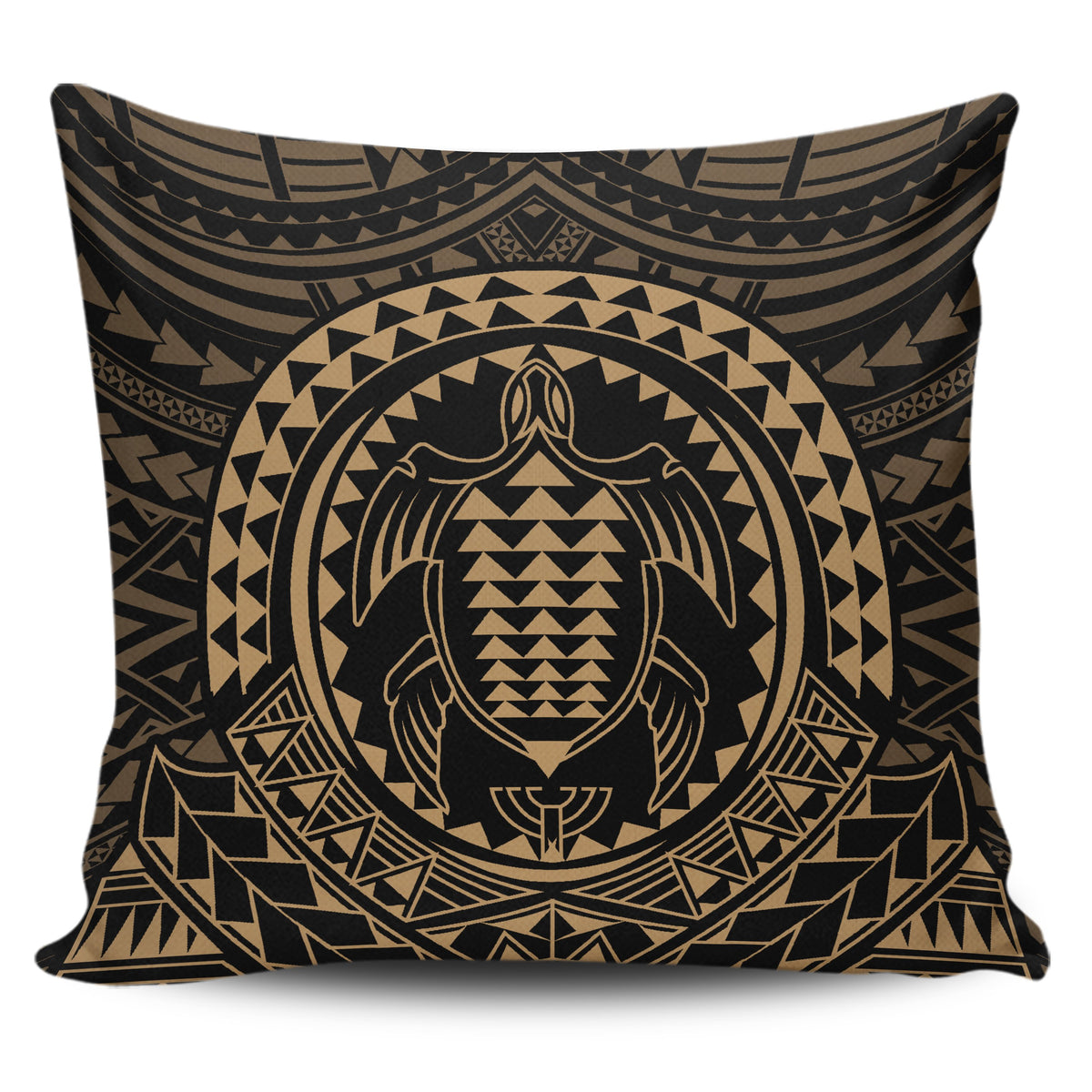Hawaiian Kakau Honu Arc Gold Polynesian Pillow Covers One Size Zippered Pillow Case 18"x18"(Twin Sides) Gold - Polynesian Pride