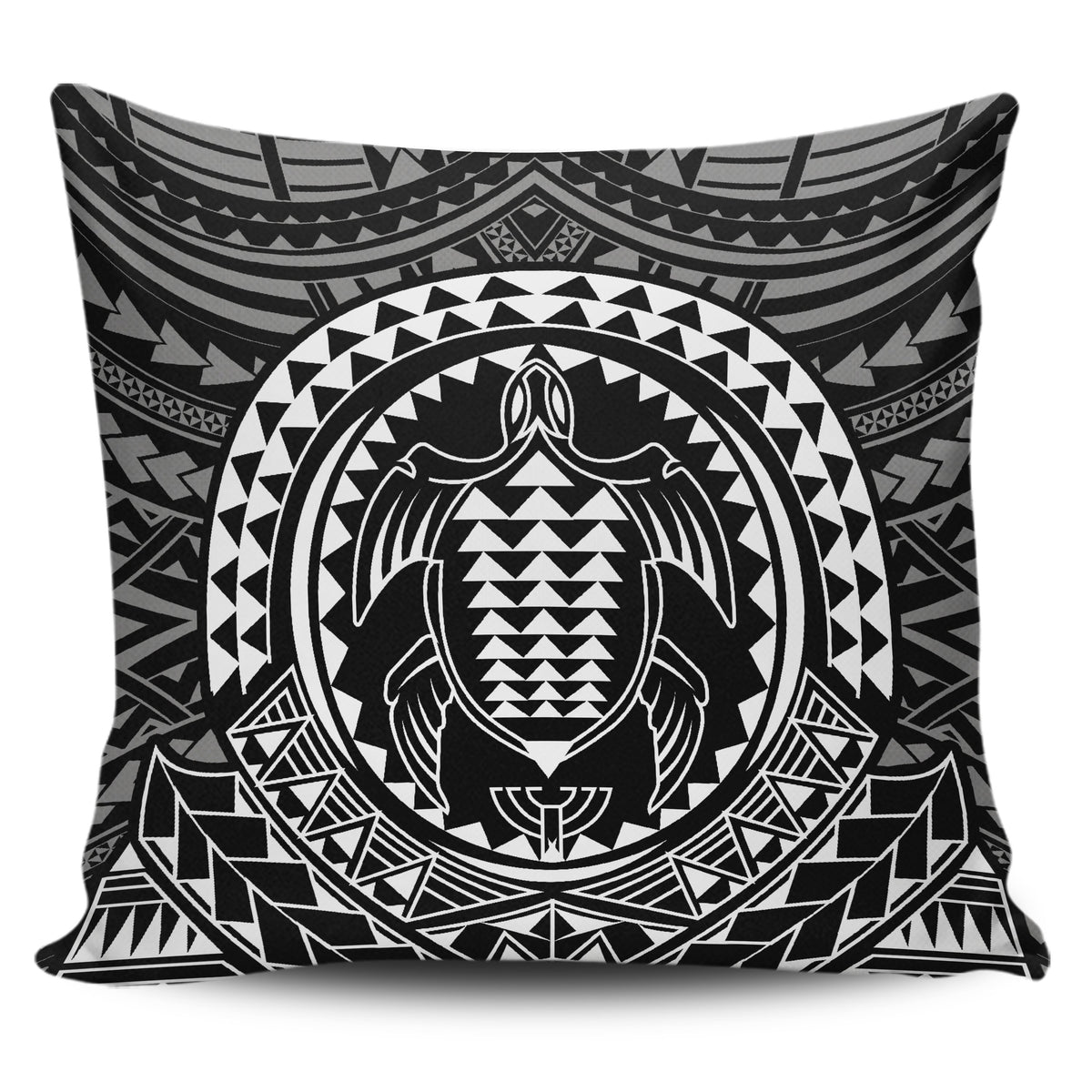 Hawaiian Kakau Honu Arc White Polynesian Pillow Covers One Size Zippered Pillow Case 18"x18"(Twin Sides) White - Polynesian Pride