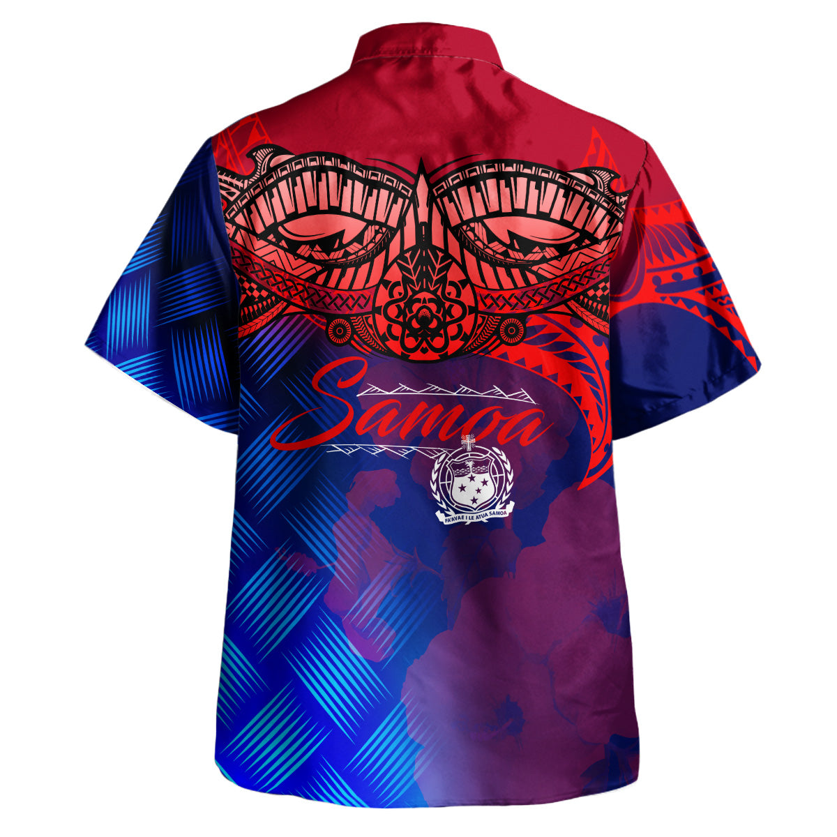 Samoa Polynesian Hawaiian Shirt - Samoa Coat Of Arms With Lauhala Tribal Pattern - Polynesian Pride