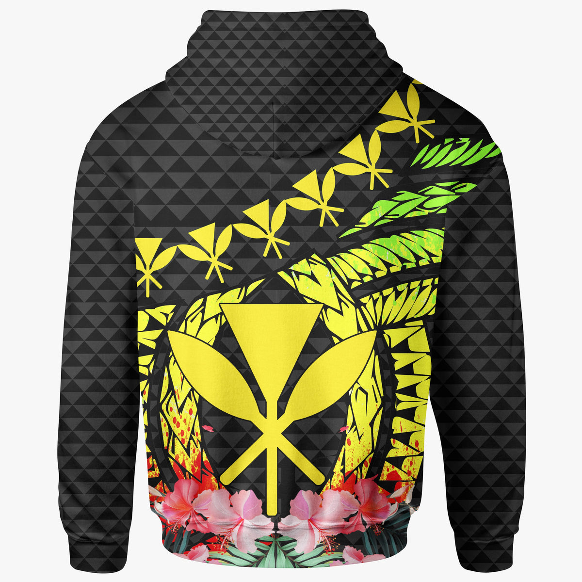 Hawaii Hoodie Polynesian Pattern With Flag - Polynesian Pride