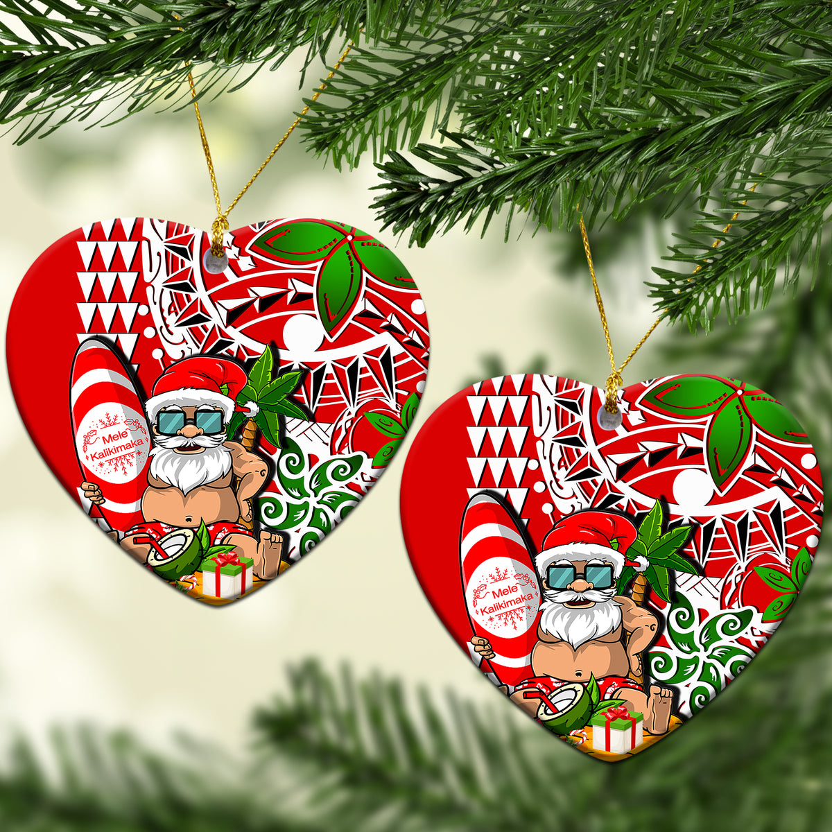 Hawaii Mele Kalikimaka Santa Claus Beach Ornament LT6 - Polynesian Pride