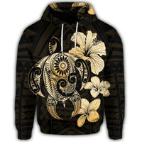 Hibiscus Plumeria Mix Polynesian Turtle Hoodie - Polynesian Pride