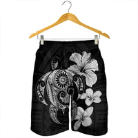 Hibiscus Plumeria Mix Polynesian Turtle Men's Shorts Gray - AH - Polynesian Pride