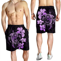 Hibiscus Plumeria Mix Polynesian Turtle Men's Shorts Violet - AH - Polynesian Pride