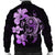 Hibiscus Plumeria Mix Polynesian Turtle Bomber Jacket Violet - AH - Polynesian Pride