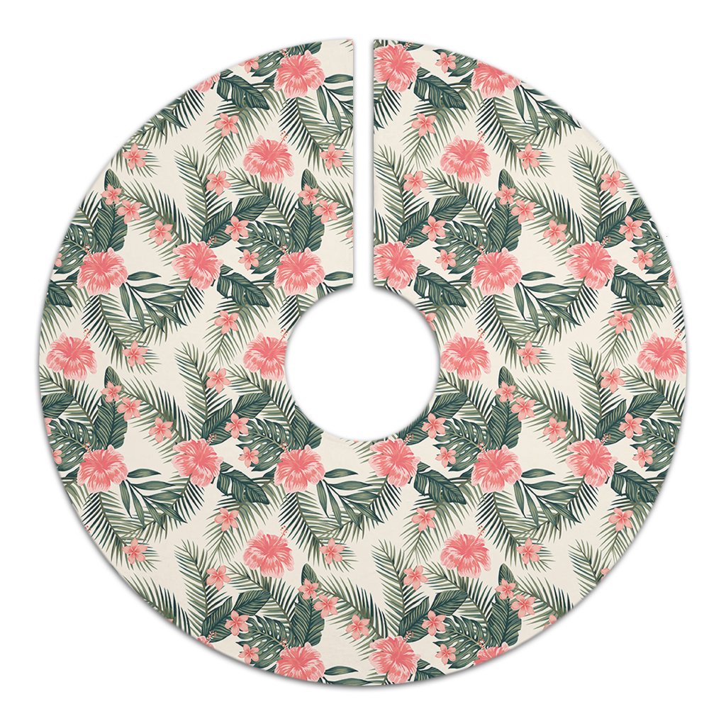 Hibiscus Plumeria Tropical Red Tree Skirt - Polynesian Pride