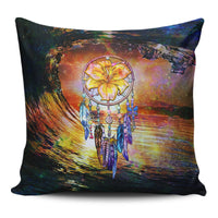 Hibiscus Dreamcatcher Wales Night Pillow Covers One Size Zippered Pillow Case 18"x18"(Twin Sides) Black - Polynesian Pride