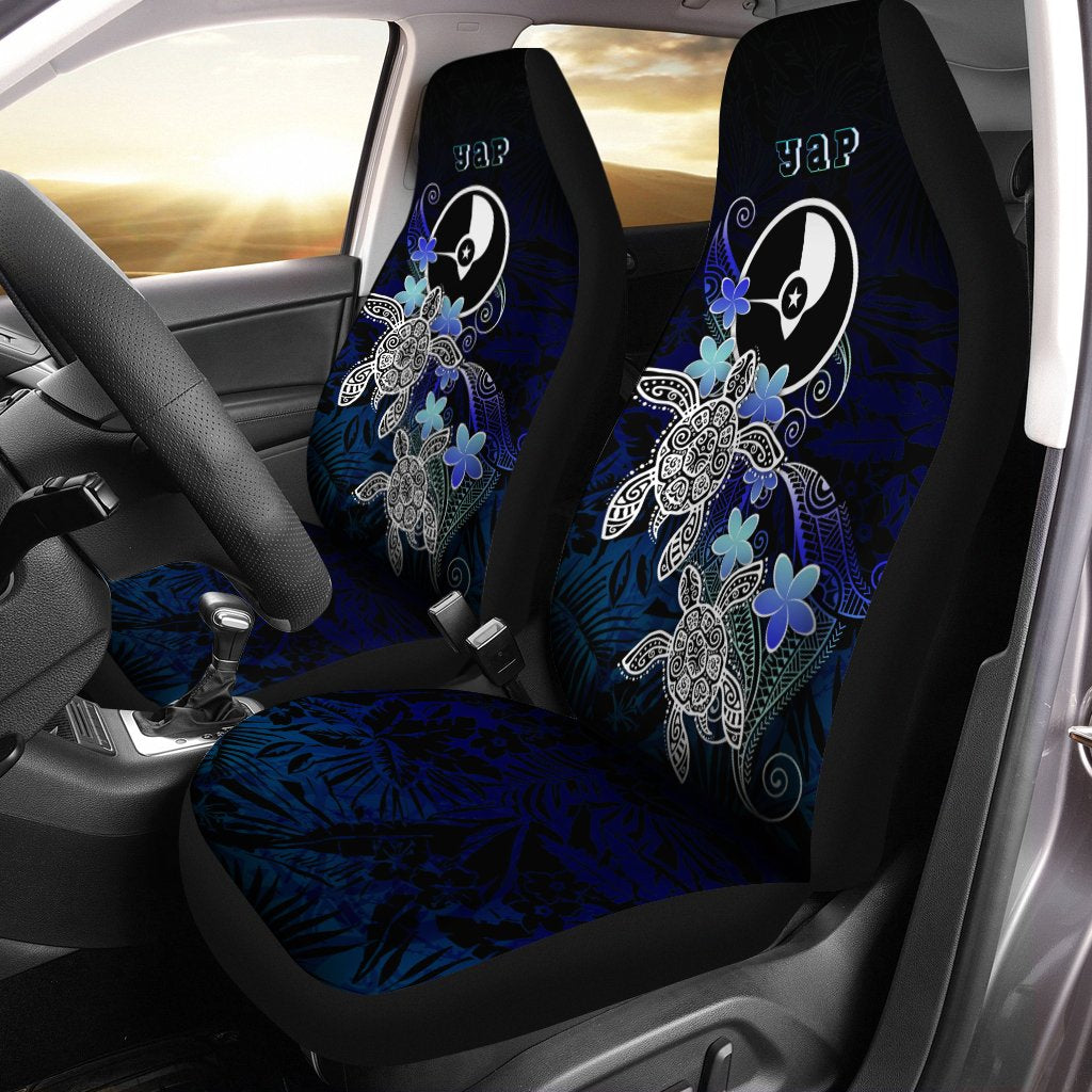 Yap Polynesian Car Seat Covers - Blue Turtle Couple Universal Fit Blue - Polynesian Pride