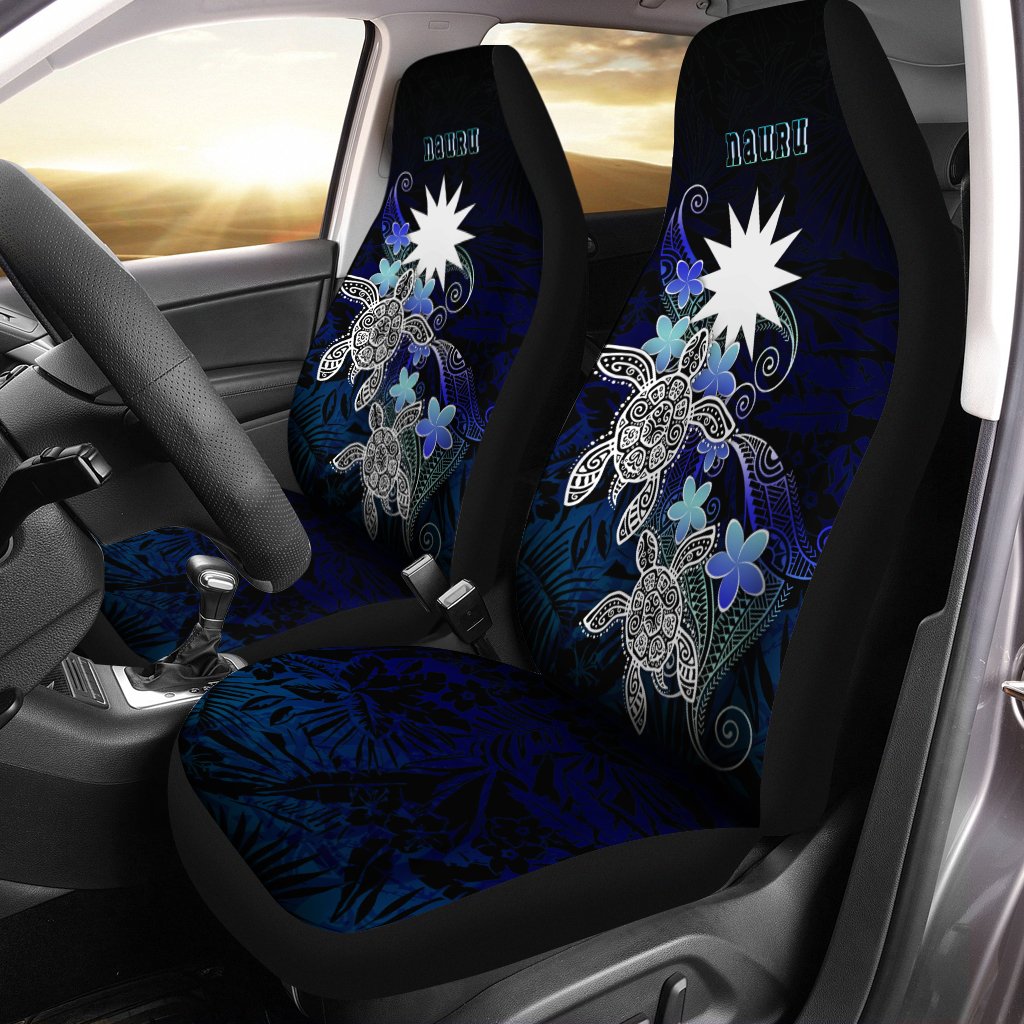 Nauru Polynesian Car Seat Covers - Blue Turtle Couple Universal Fit Blue - Polynesian Pride