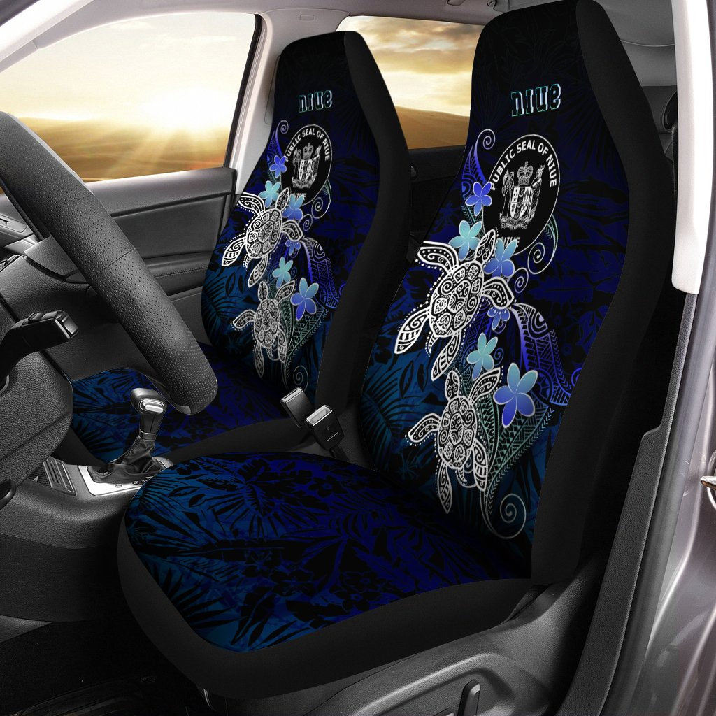 Niue Polynesian Car Seat Covers - Blue Turtle Couple Universal Fit Blue - Polynesian Pride