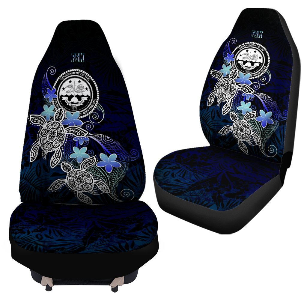 Federated States of Micronesia Polynesian Car Seat Covers - Blue Turtle Couple - Polynesian Pride
