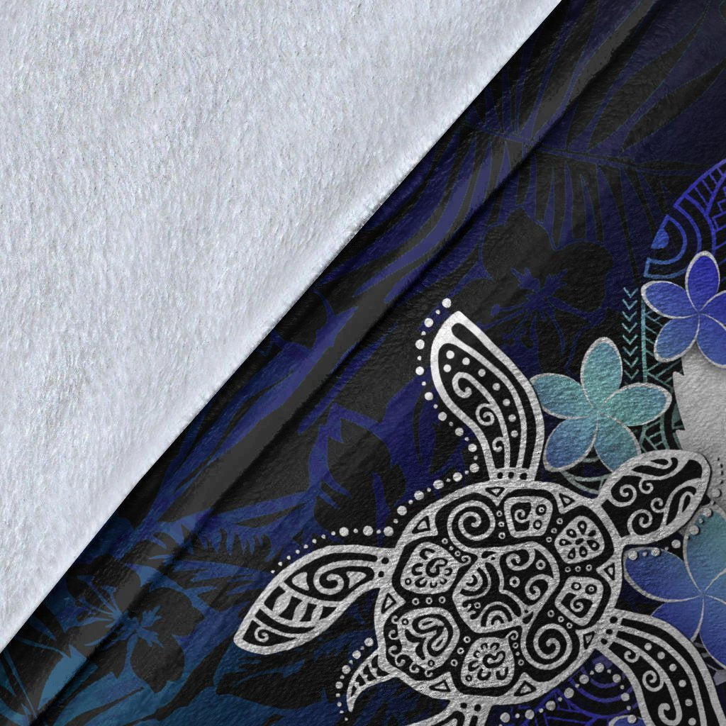 Pohnpei Polynesian Premium Blanket - Blue Turtle Couple - Polynesian Pride
