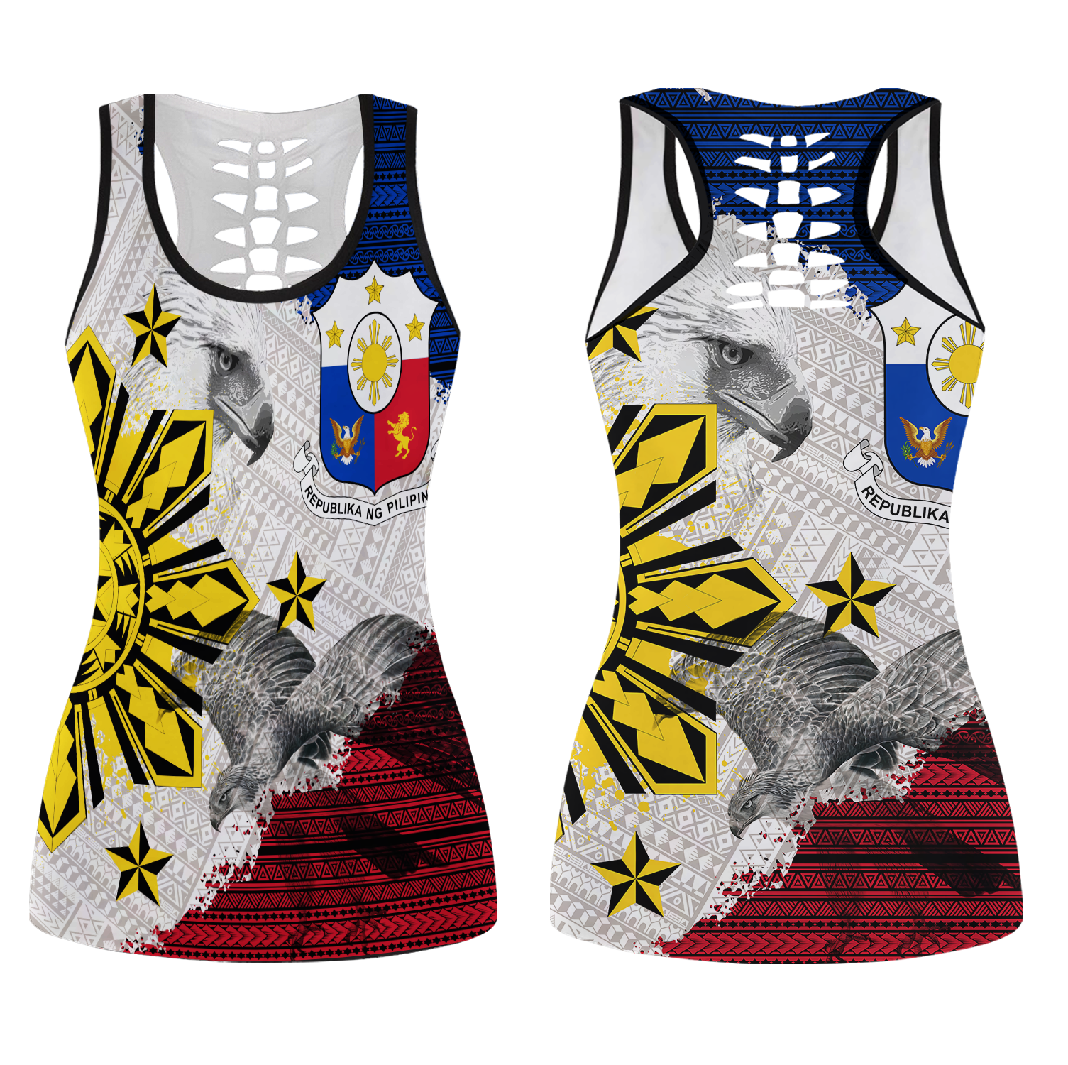 Philippines Filipino Tribal Eagle Hollow Tank Top - LT2 Female WHITE - Polynesian Pride