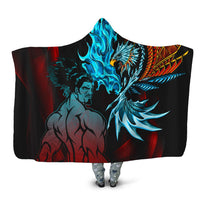 Samoa Hooded Blanket - Samoan Warrior With Eagle Hooded Blanket Black - Polynesian Pride