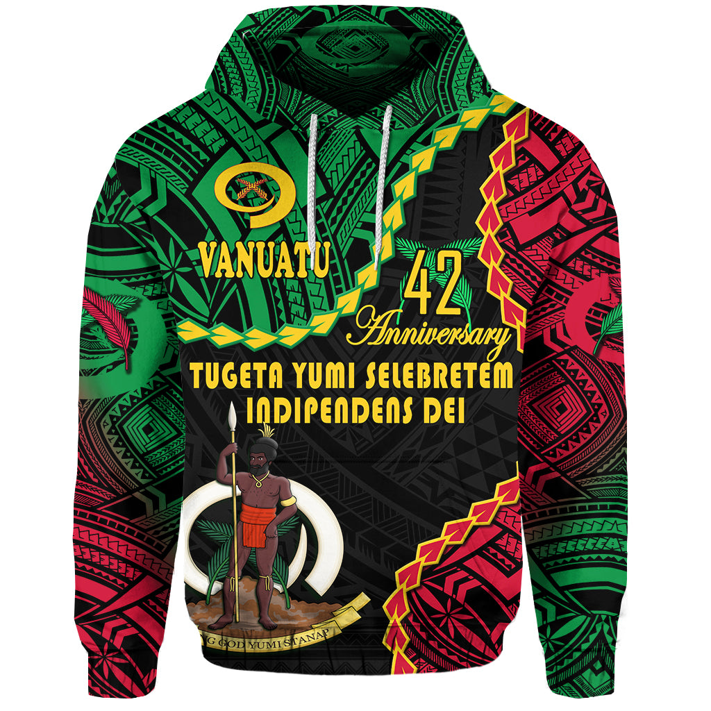Vanuatu 42nd Anniversary Hoodie Tugeta Yumi Selebretem Indipendens Dei LT9 Hoodie Black - Polynesian Pride