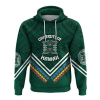 Custom Hawaii Rainbow Warriors Hoodie Simple Style LT7 Pullover Hoodie Deep Green - Polynesian Pride