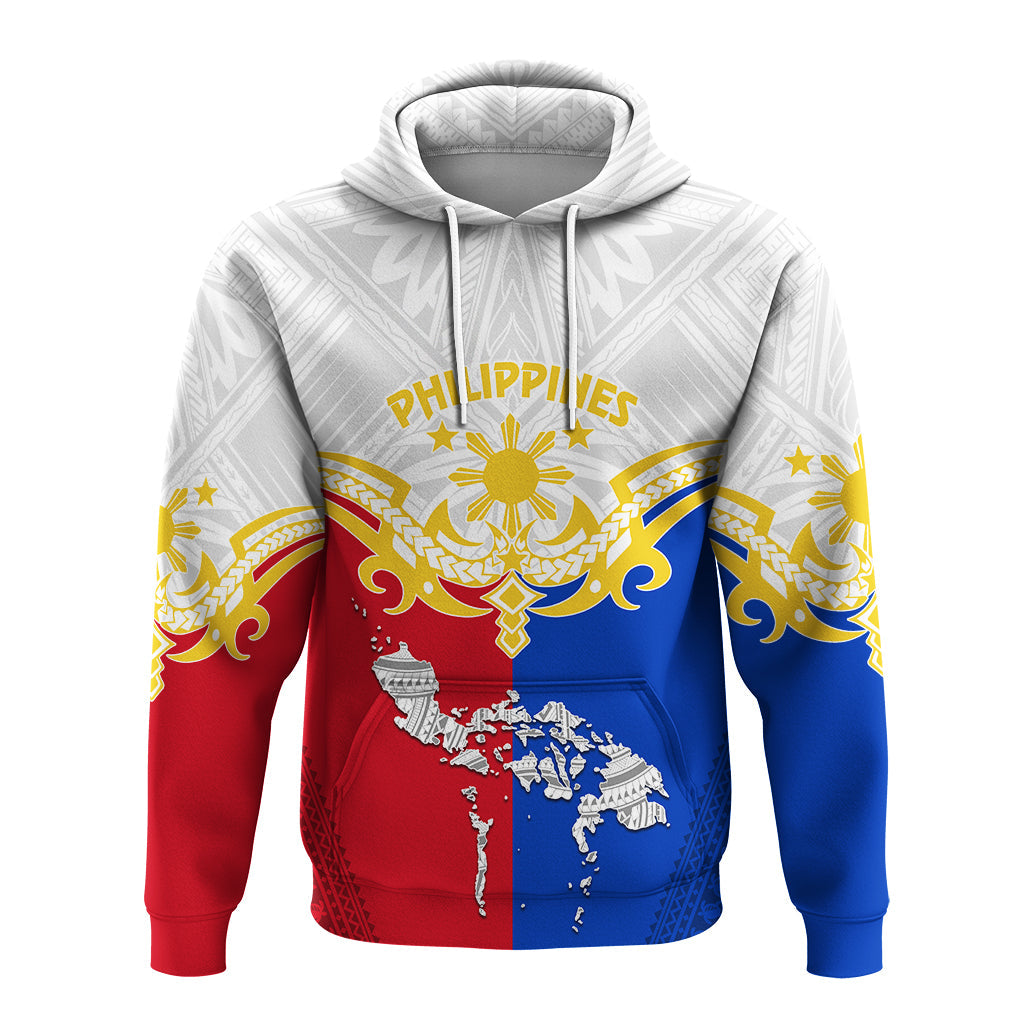 Custom Philippines Hoodie Tribal Mix Style LT7 Pullover Hoodie White - Polynesian Pride