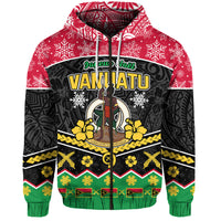 Custom Vanuatu Tribal Polynesian Christmas Vibe Hoodie LT9 Zip Hoodie Red - Polynesian Pride