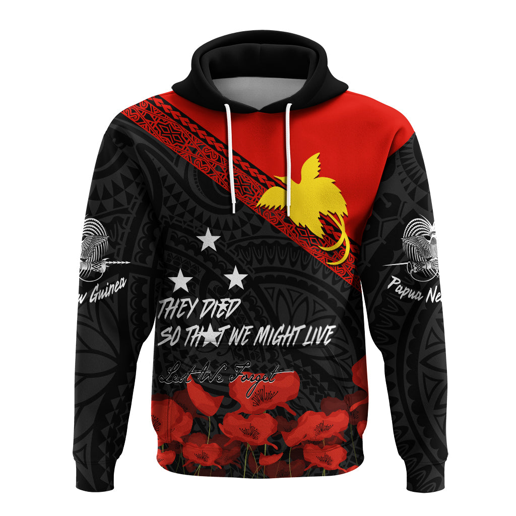 Papua New Guinea Hoodie PNG Remembrance Day LT7 Black - Polynesian Pride