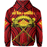 Polynesian Protect Mauna Kea Ikaika Warrior Weapon Hawaii Zip Hoodie Red - Polynesian Pride
