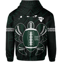Polynesian Kakau Warrior Turtle American Football Map of Hawaii Custom Hoodie Black - Polynesian Pride