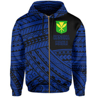 Polynesian Protect Mauna Kea Kanaka Maoli Hawaii Zip Hoodie Blue Quarter Style - Polynesian Pride