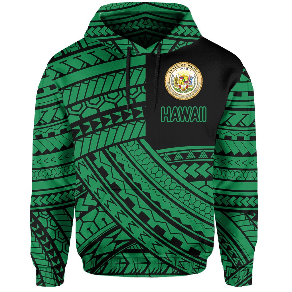 Polynesian Protect Mauna Kea Kanaka Maoli Hawaii Hoodie Green Quarter Style - Polynesian Pride
