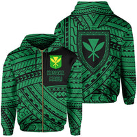 Polynesian Protect Mauna Kea Kanaka Maoli Hawaii Zip Hoodie Green Quarter Style Unisex Green - Polynesian Pride
