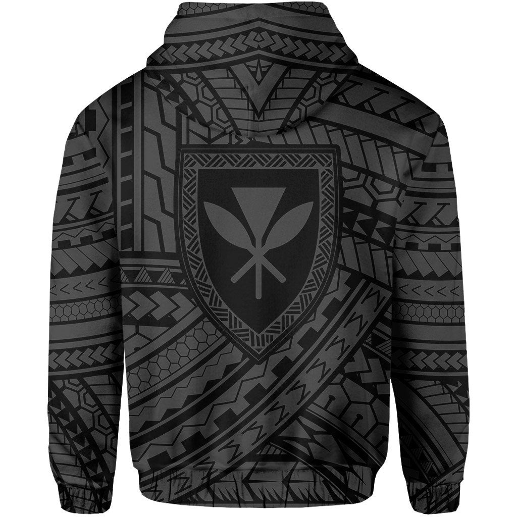 Polynesian Protect Mauna Kea Kanaka Maoli Hawaii Zip Hoodie Grey Quarter Style - Polynesian Pride
