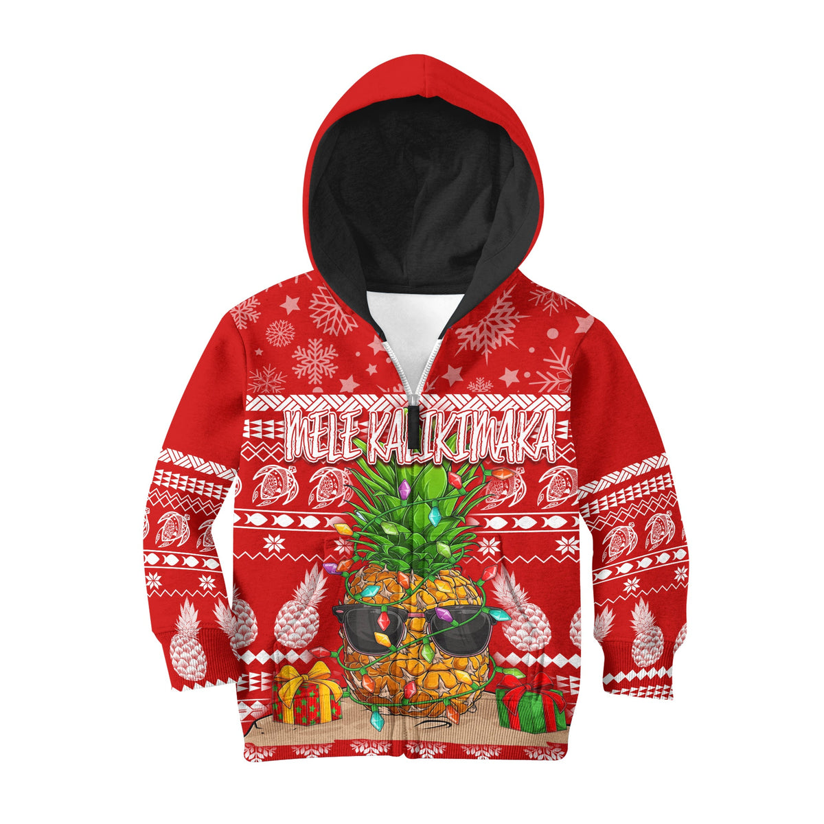 Hawaii Christmas Hoodie KID Mele Kalikimaka - Pineapple LT7 - Polynesian Pride