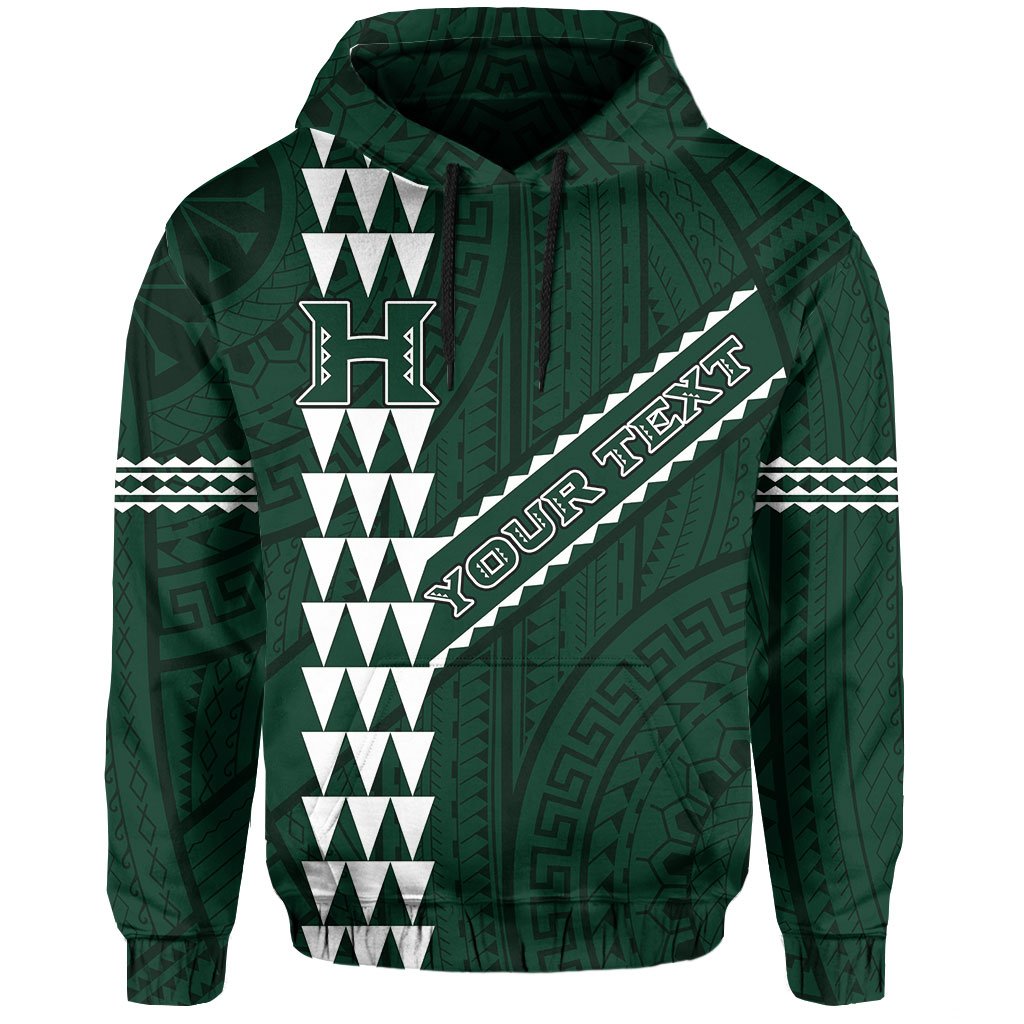 Polynesian Kakau Warrior Turtle American Football Map of Hawaii Custom Hoodie Green - Polynesian Pride