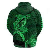 Hawaii Hoodie Shark and Turtle Mix Kakau Green LT9 - Polynesian Pride