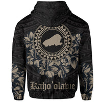 Kahoolawe Map Hibiscus Polynesian Hoodie Zip Lithe Style - Polynesian Pride