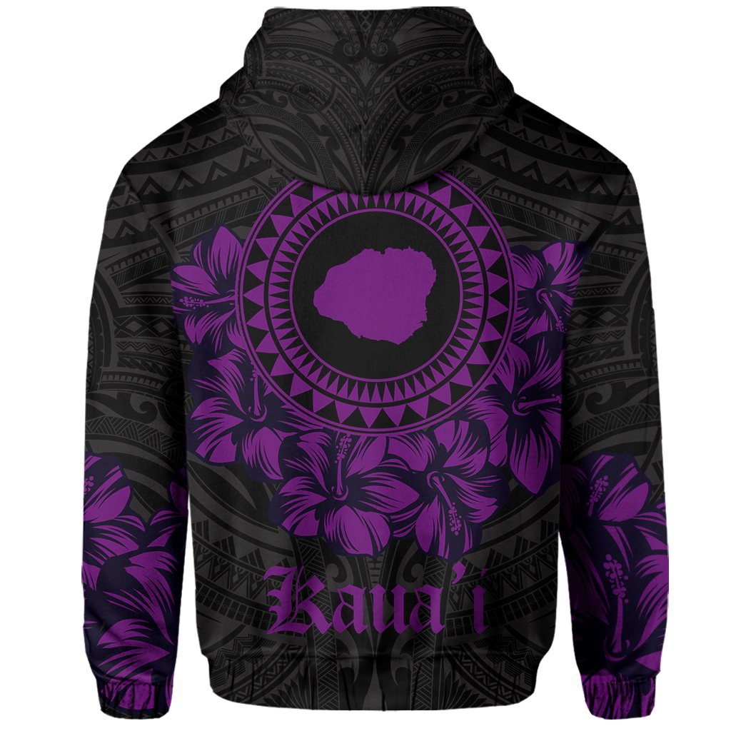 Kauai Map Hibiscus Polynesian Hoodie Lithe Style - Polynesian Pride