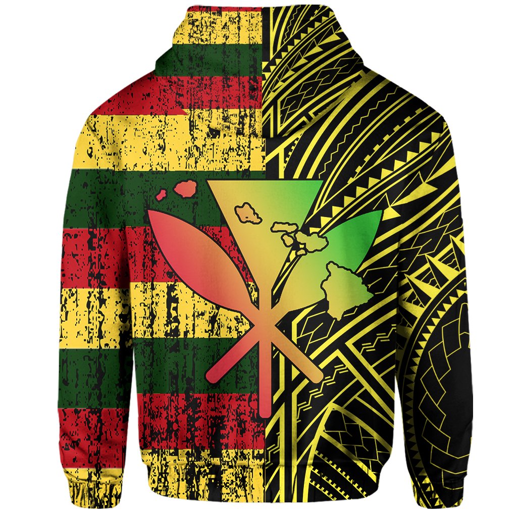 Hawaii Kanaka Flag Polynesian Hoodie Zip Bright Style - Polynesian Pride
